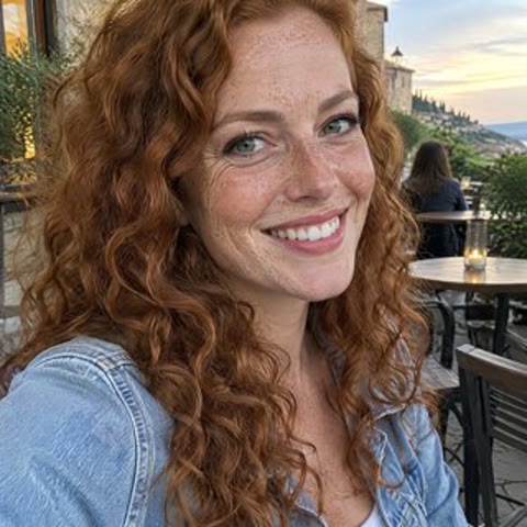 Original photo of a red-haired woman