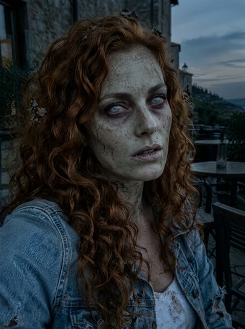The same woman as a zombie